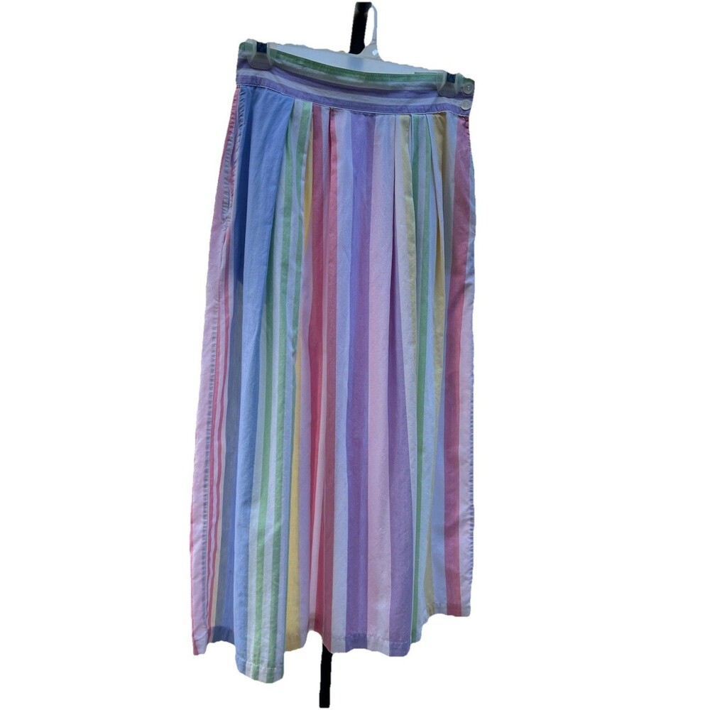 Rare VTG Esprit Pastel Striped Long Skirt W Pockets  Size 7/8